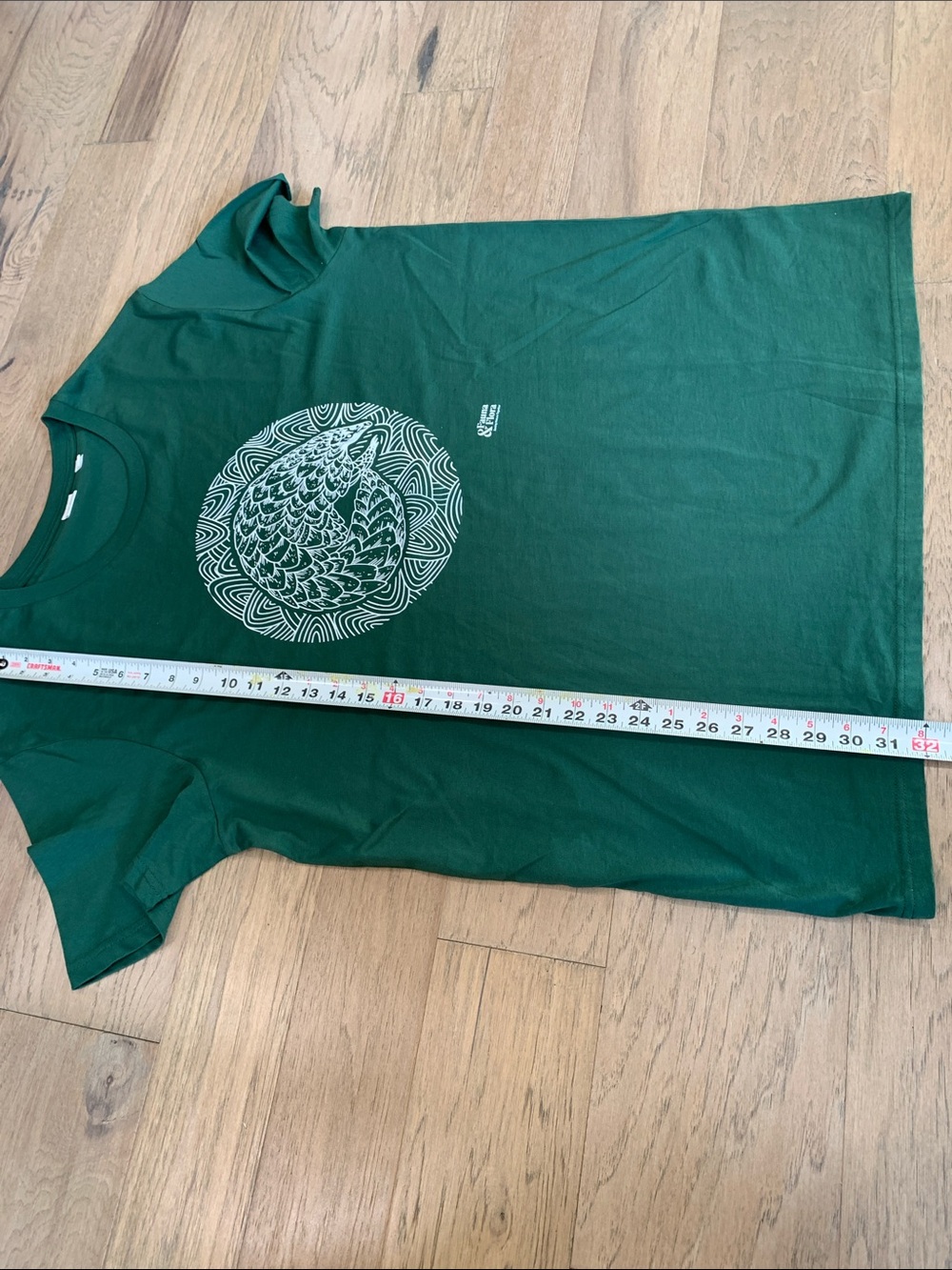 Men's Forest Green Graphic Tee with Circular Pangolin Print Size XXL - Picture 6 of 8